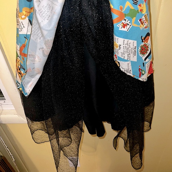Vintage Cocktail Recipes Apron Black Sequins Lace & Sheer Trim - Picture 5 of 13